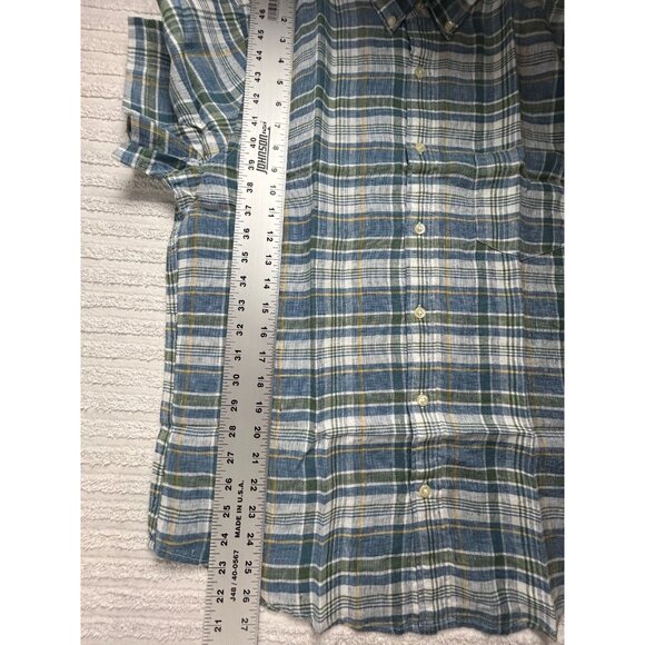 New J. Crew Men's Short-Sleeve Slim Linen-Cotton Plaid Shirt Large AL189 $59.50 - Picture 8 of 8